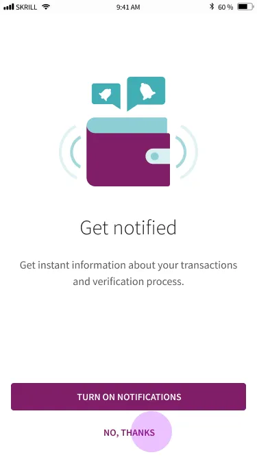 Archived Skrill mobile application-flow screen 01