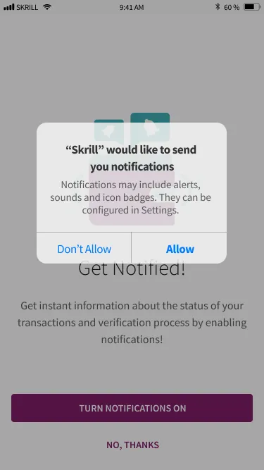 Archived Skrill mobile application-flow screen 02
