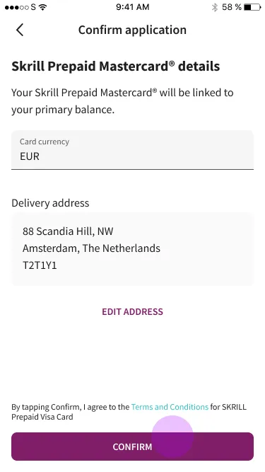 Archived Skrill mobile application-flow screen 20