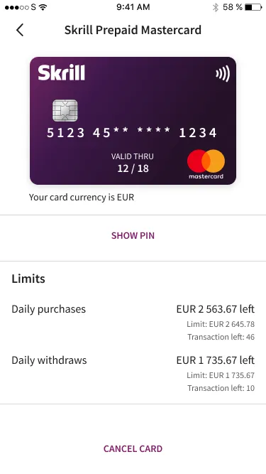 Archived Skrill mobile application-flow screen 28