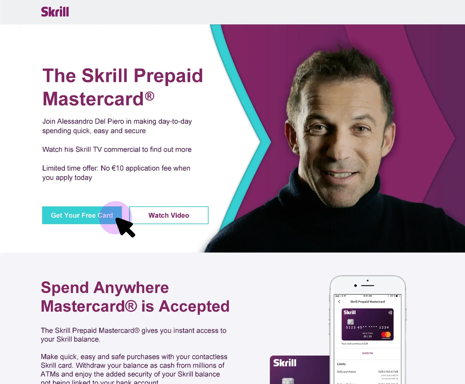 Archived Skrill desktop campaign and card-flow screen 02