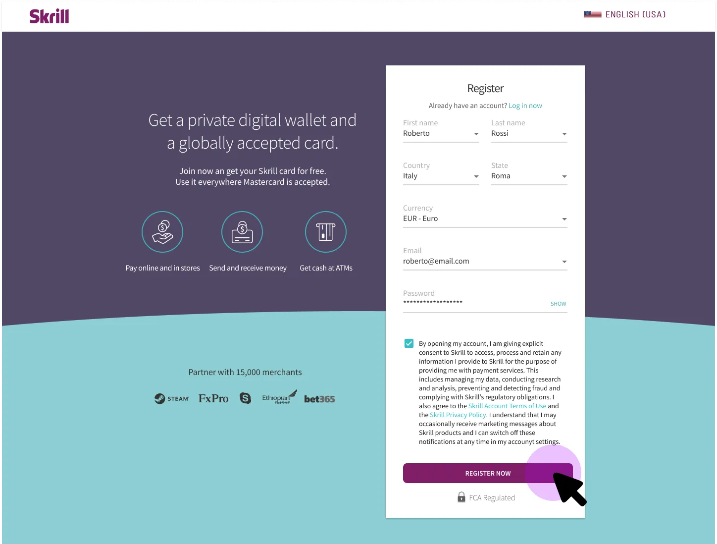 Archived Skrill desktop campaign and card-flow screen 05