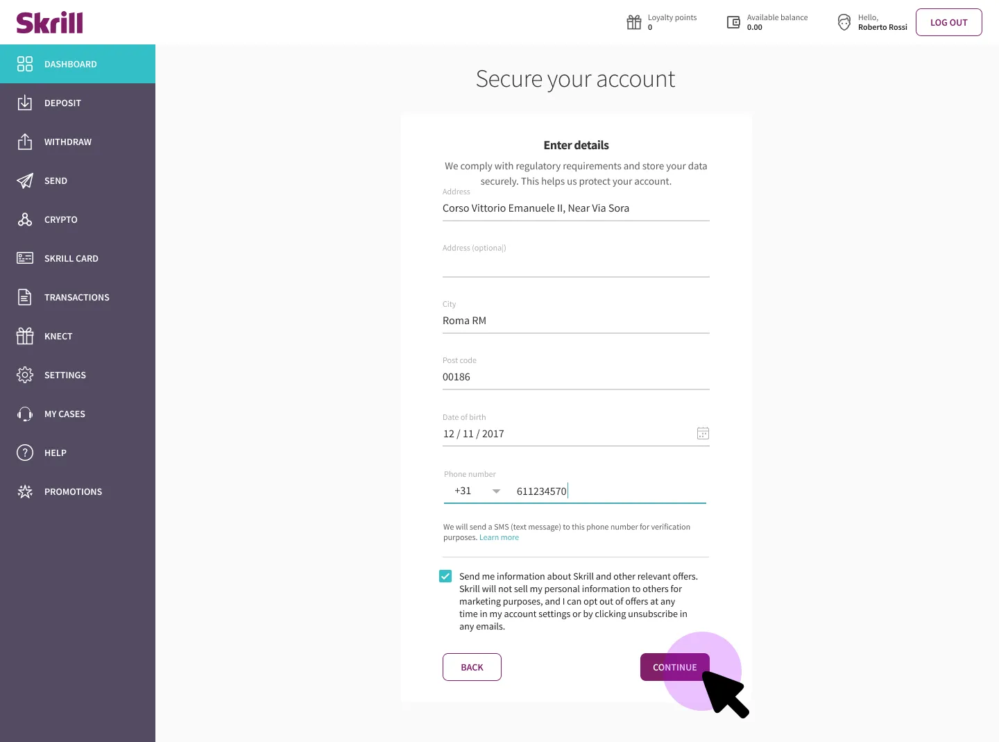 Archived Skrill desktop campaign and card-flow screen 14
