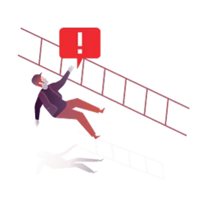 Icon for fall detection: a worker down with an alert symbol
