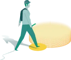 Icon for hazardous location geofencing: a worker inside a marked hazard zone with an alert symbol